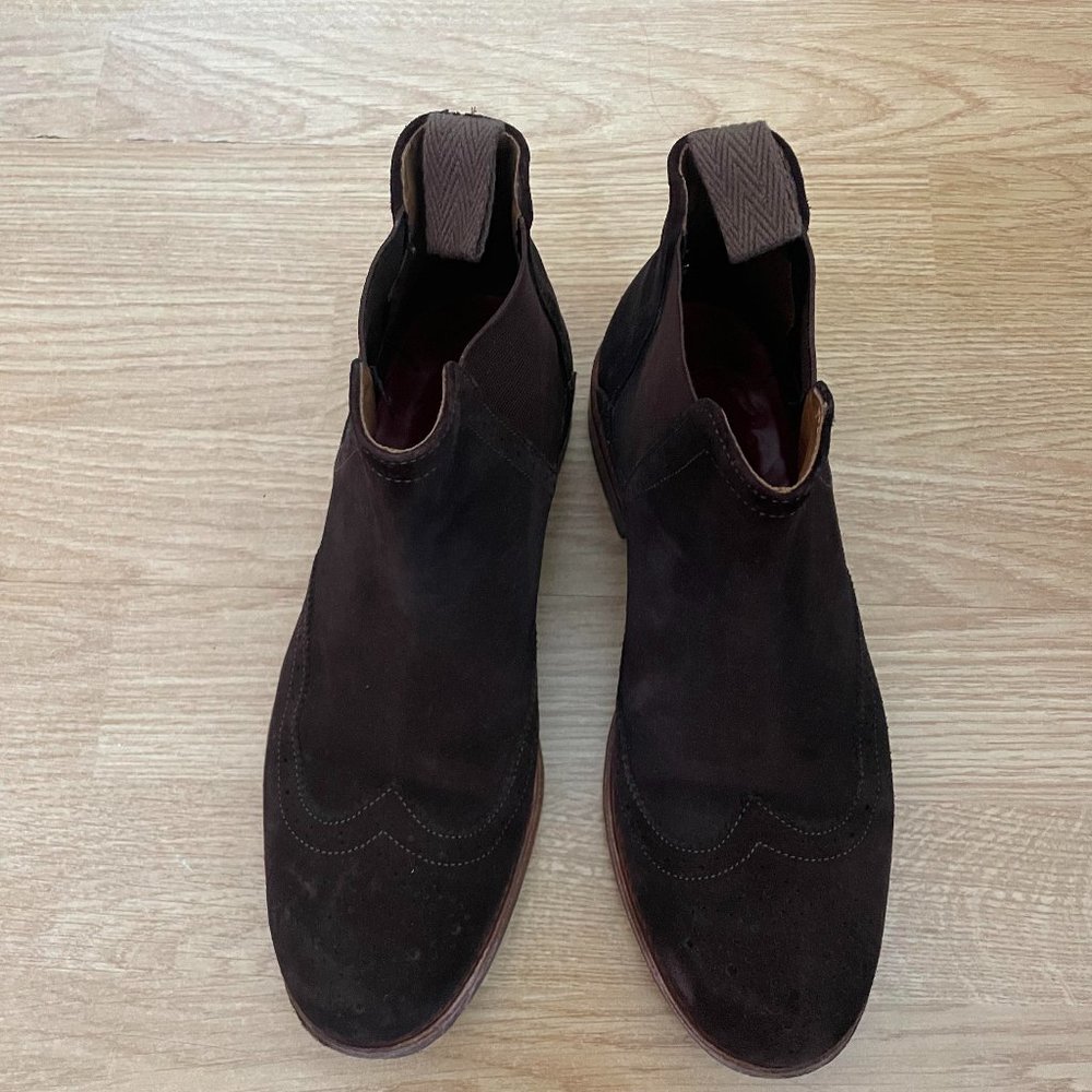 Grenson dark brown suede chelsea boots